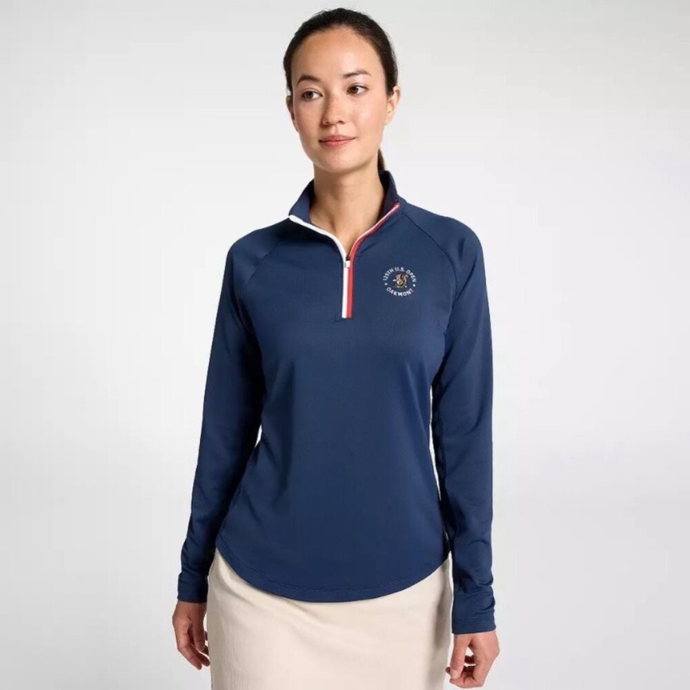 Walter Hagen Womens XS Navy 125th US Open Oakmont 1/4 Zip Performance Golf Shirt